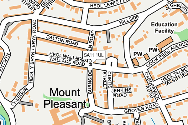 SA11 1UL map - OS OpenMap – Local (Ordnance Survey)