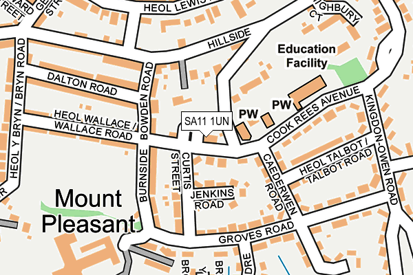 SA11 1UN map - OS OpenMap – Local (Ordnance Survey)