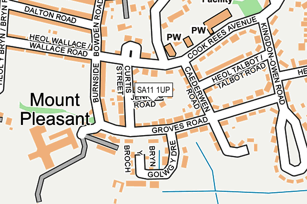 SA11 1UP map - OS OpenMap – Local (Ordnance Survey)