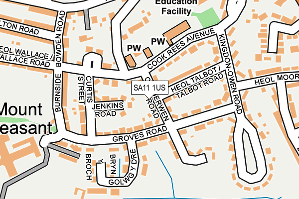 SA11 1US map - OS OpenMap – Local (Ordnance Survey)