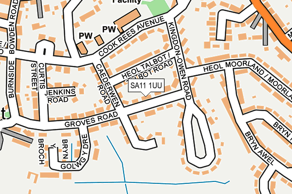 SA11 1UU map - OS OpenMap – Local (Ordnance Survey)