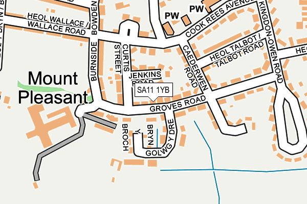 SA11 1YB map - OS OpenMap – Local (Ordnance Survey)
