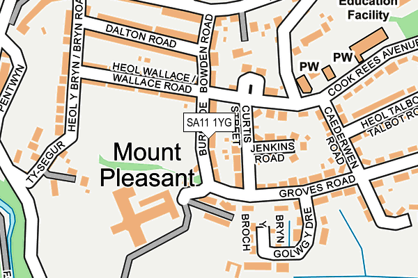 SA11 1YG map - OS OpenMap – Local (Ordnance Survey)