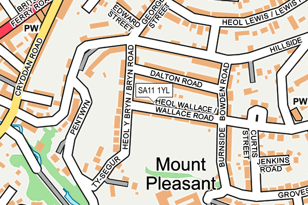 SA11 1YL map - OS OpenMap – Local (Ordnance Survey)