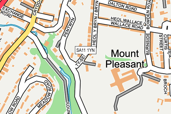 SA11 1YN map - OS OpenMap – Local (Ordnance Survey)