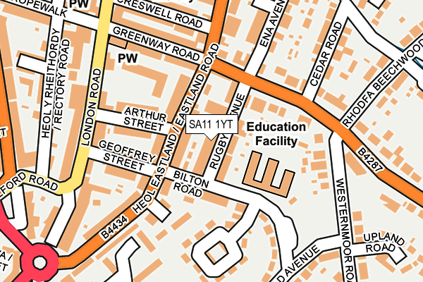 SA11 1YT map - OS OpenMap – Local (Ordnance Survey)