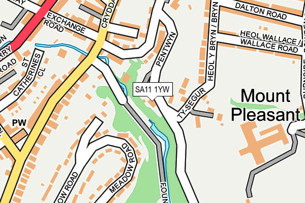 SA11 1YW map - OS OpenMap – Local (Ordnance Survey)