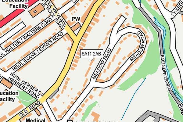 SA11 2AB map - OS OpenMap – Local (Ordnance Survey)