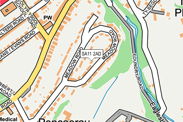 SA11 2AD map - OS OpenMap – Local (Ordnance Survey)