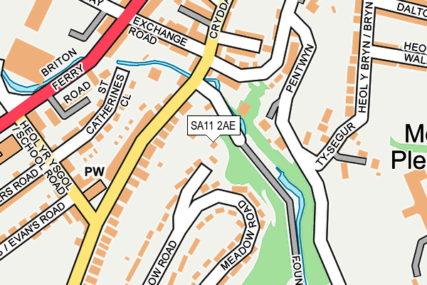 SA11 2AE map - OS OpenMap – Local (Ordnance Survey)