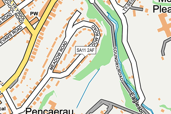 SA11 2AF map - OS OpenMap – Local (Ordnance Survey)