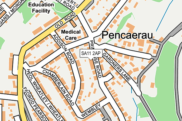 SA11 2AP map - OS OpenMap – Local (Ordnance Survey)