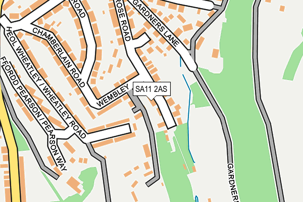 SA11 2AS map - OS OpenMap – Local (Ordnance Survey)