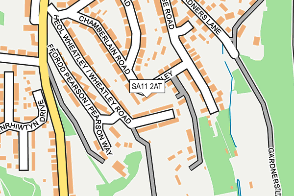SA11 2AT map - OS OpenMap – Local (Ordnance Survey)