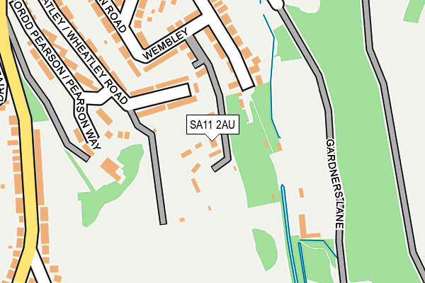 SA11 2AU map - OS OpenMap – Local (Ordnance Survey)