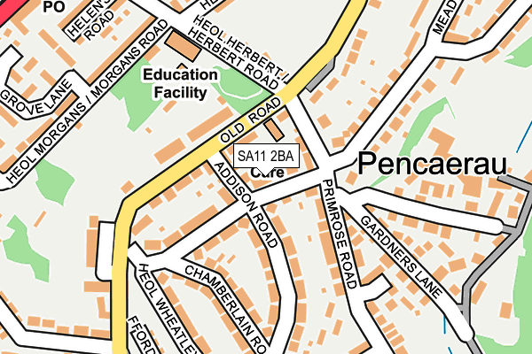 SA11 2BA map - OS OpenMap – Local (Ordnance Survey)