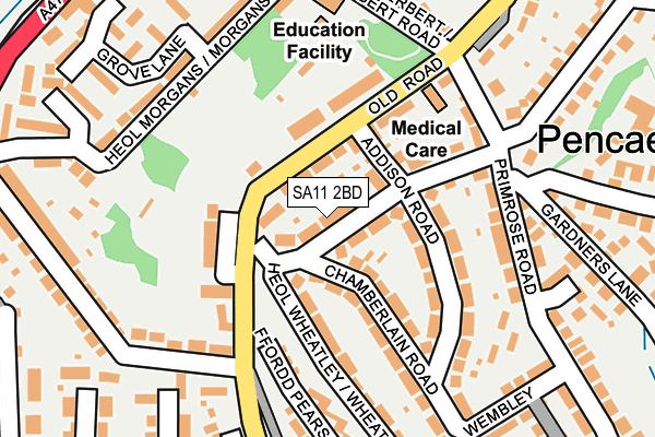 SA11 2BD map - OS OpenMap – Local (Ordnance Survey)