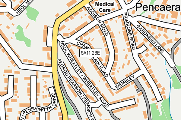 SA11 2BE map - OS OpenMap – Local (Ordnance Survey)