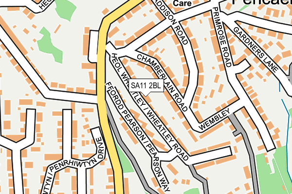 SA11 2BL map - OS OpenMap – Local (Ordnance Survey)