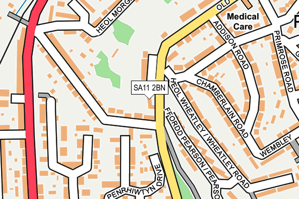 SA11 2BN map - OS OpenMap – Local (Ordnance Survey)