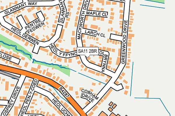 SA11 2BR map - OS OpenMap – Local (Ordnance Survey)