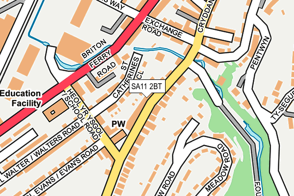 SA11 2BT map - OS OpenMap – Local (Ordnance Survey)