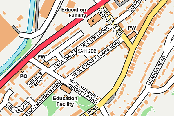 SA11 2DB map - OS OpenMap – Local (Ordnance Survey)