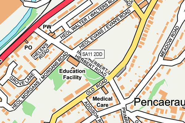 SA11 2DD map - OS OpenMap – Local (Ordnance Survey)