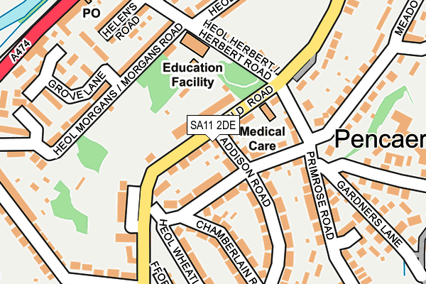 SA11 2DE map - OS OpenMap – Local (Ordnance Survey)