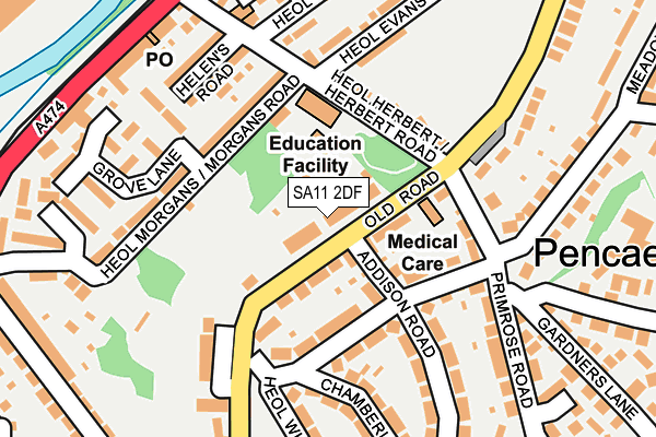 SA11 2DF map - OS OpenMap – Local (Ordnance Survey)