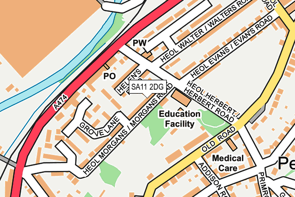 SA11 2DG map - OS OpenMap – Local (Ordnance Survey)