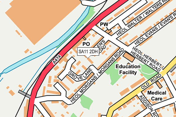 SA11 2DH map - OS OpenMap – Local (Ordnance Survey)