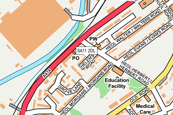 SA11 2DL map - OS OpenMap – Local (Ordnance Survey)