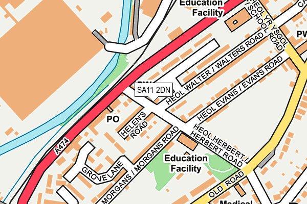 SA11 2DN map - OS OpenMap – Local (Ordnance Survey)