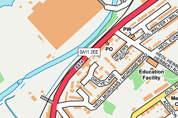 SA11 2EE map - OS OpenMap – Local (Ordnance Survey)