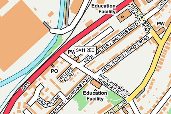 SA11 2EQ map - OS OpenMap – Local (Ordnance Survey)