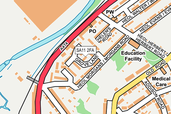 SA11 2FA map - OS OpenMap – Local (Ordnance Survey)