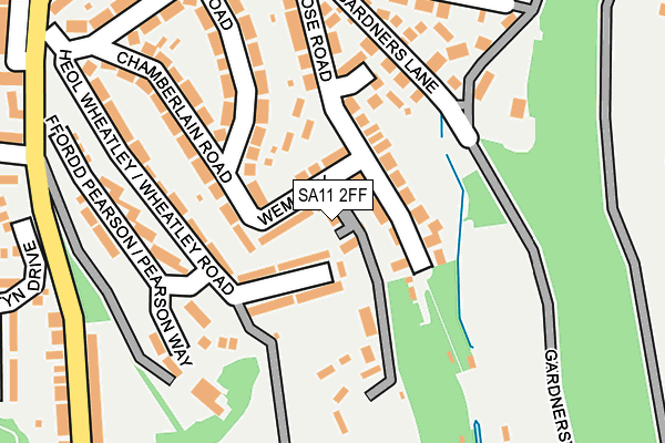 SA11 2FF map - OS OpenMap – Local (Ordnance Survey)