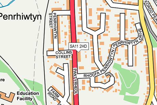 SA11 2HD map - OS OpenMap – Local (Ordnance Survey)