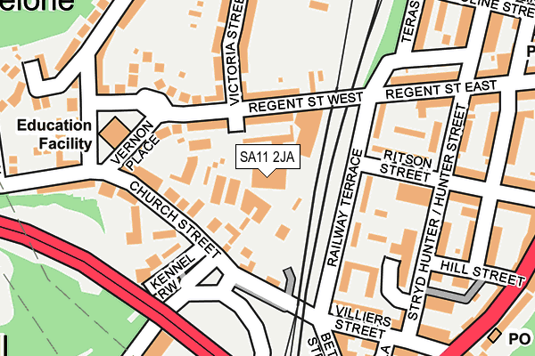 SA11 2JA map - OS OpenMap – Local (Ordnance Survey)