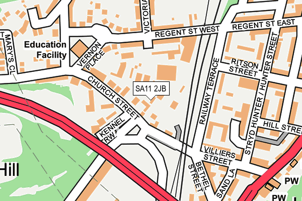 SA11 2JB map - OS OpenMap – Local (Ordnance Survey)