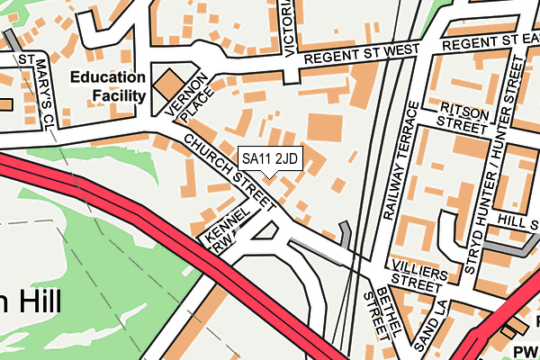 SA11 2JD map - OS OpenMap – Local (Ordnance Survey)