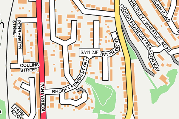 SA11 2JF map - OS OpenMap – Local (Ordnance Survey)