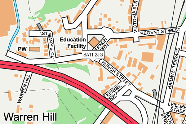 SA11 2JG map - OS OpenMap – Local (Ordnance Survey)