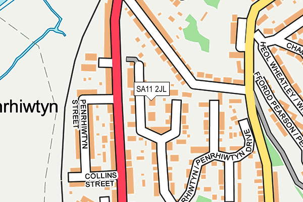 SA11 2JL map - OS OpenMap – Local (Ordnance Survey)