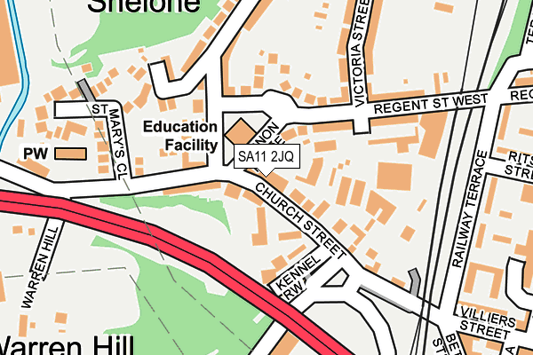 SA11 2JQ map - OS OpenMap – Local (Ordnance Survey)