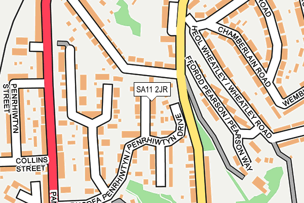 SA11 2JR map - OS OpenMap – Local (Ordnance Survey)