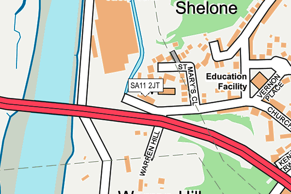 SA11 2JT map - OS OpenMap – Local (Ordnance Survey)