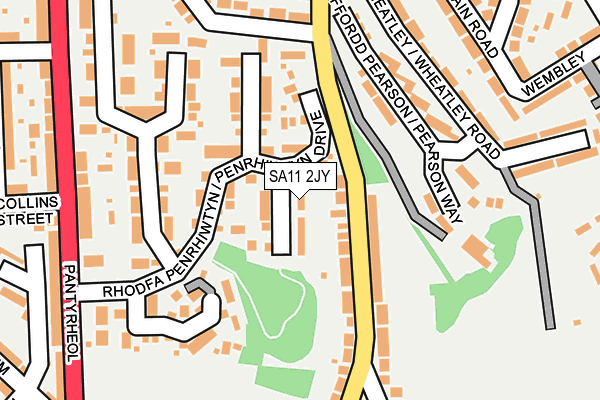 SA11 2JY map - OS OpenMap – Local (Ordnance Survey)