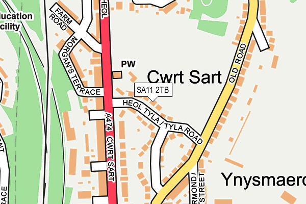 SA11 2TB map - OS OpenMap – Local (Ordnance Survey)